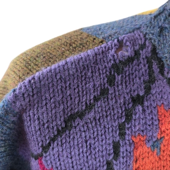Vintage Boston Traders Wool Cozy Cabincore Sweater XL Leaf Print Coogi Style - Picture 7 of 8